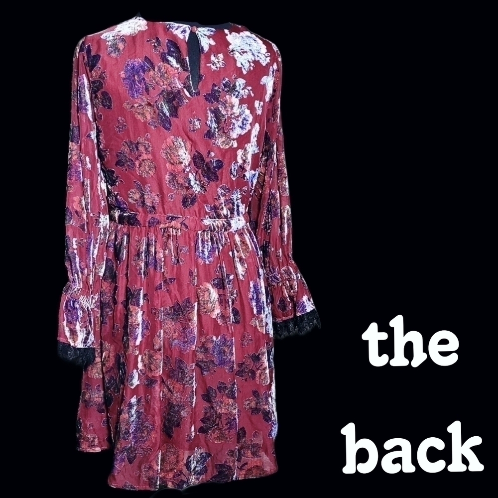 Floral Velvet iridescent 1990s grunge style  Buffalo david bitton mini dress - Picture 6 of 10